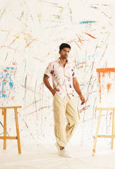 Classic Orange Printed Spread Collar Cotton Curved Casual Shirt-SF-934Orange