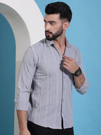 Grey Striped Casual Shirt for Mens.-SF-937Light-Grey