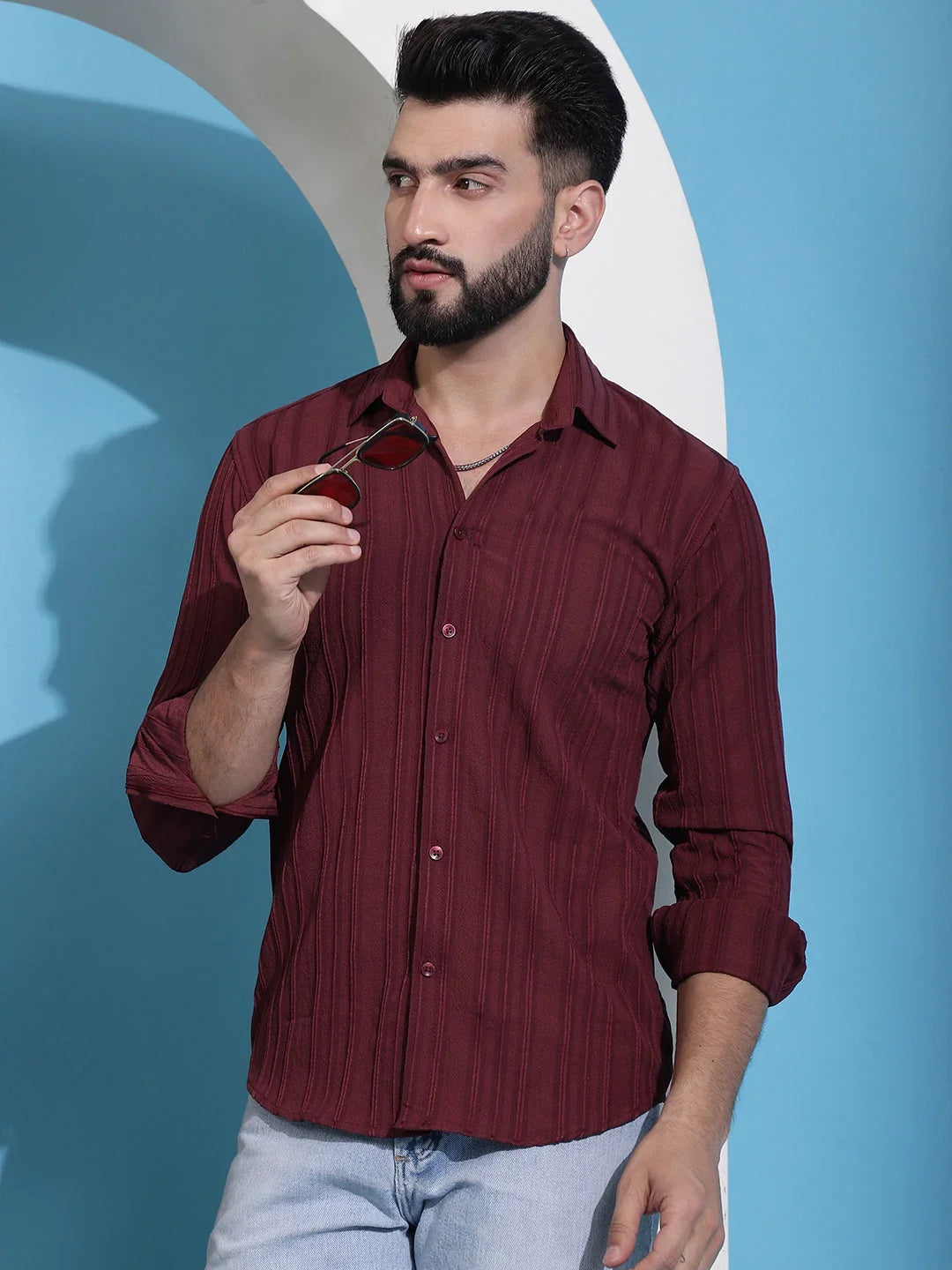 Maroon Cotton Solid Shirts SF_937Maroon | DesiQlo