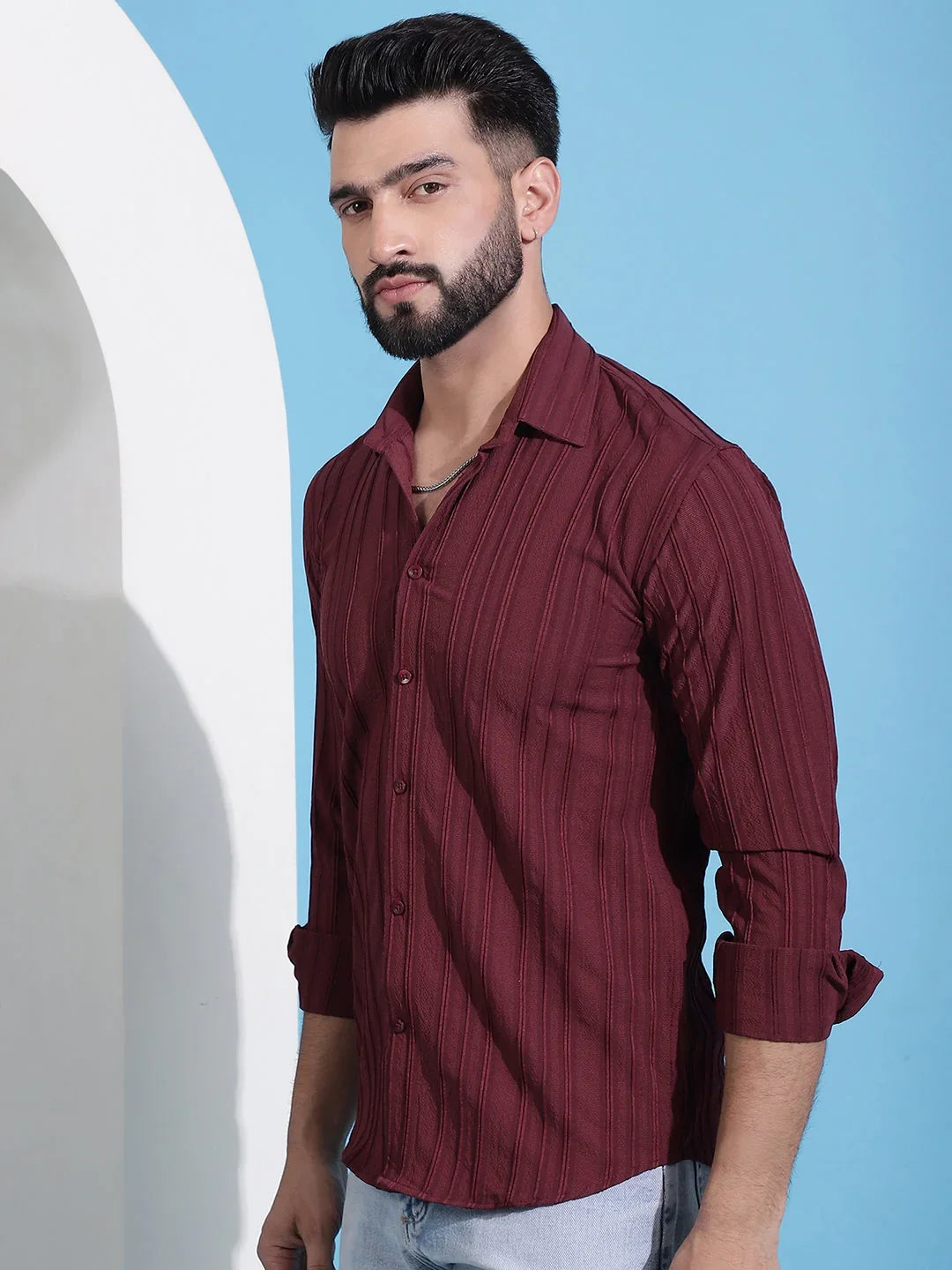 Maroon Cotton Solid Shirts SF_937Maroon | DesiQlo