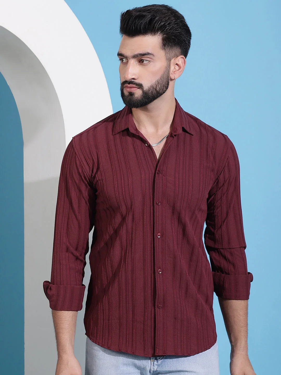 Maroon Cotton Solid Shirts SF_937Maroon | DesiQlo