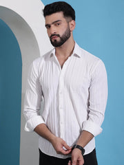 White Striped Casual Shirt for Mens.-SF-937White