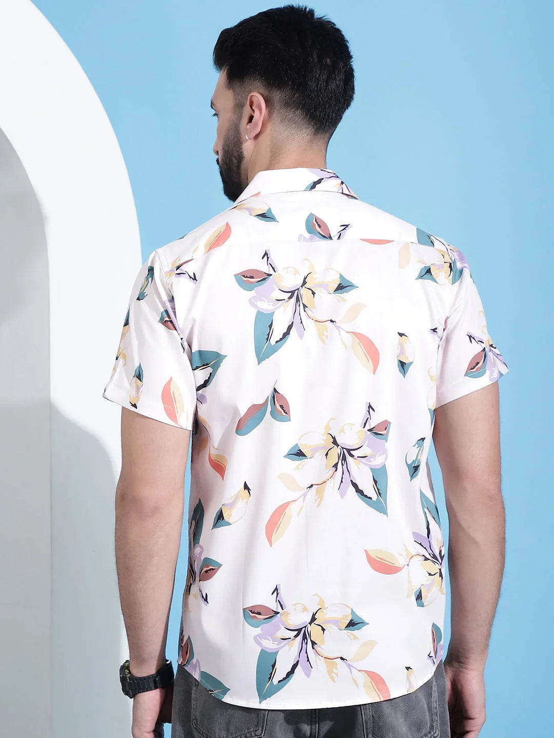 Classic Floral Printed Cotton Casual Shirt-SF-940Orange