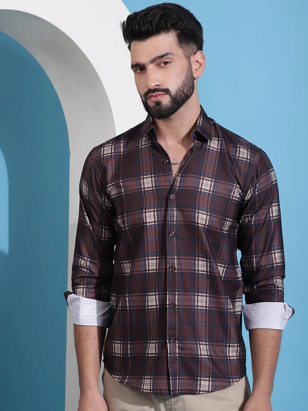 Brown Cotton Solid Shirts SF_942Coffee | DesiQlo
