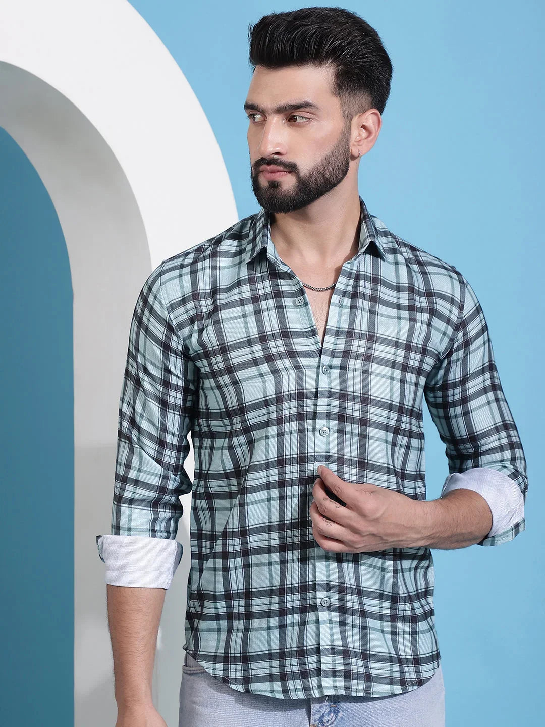 Green Cotton Solid Shirts SF_942Green | DesiQlo
