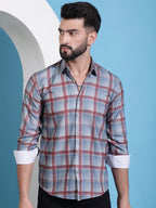 Grey Checked Cotton Casual Shirt for Men-SF-942Grey
