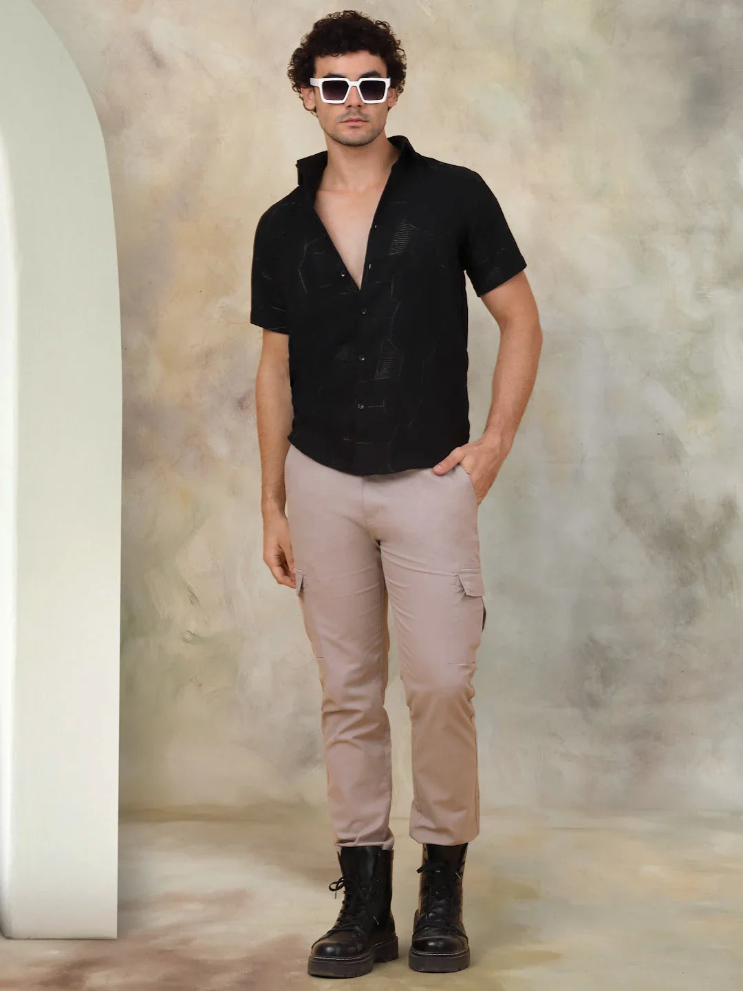 Black Cotton Solid Shirts SF_944Black | DesiQlo