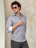 Printed Cotton Casual Shirt for Mens.-SF-945Grey