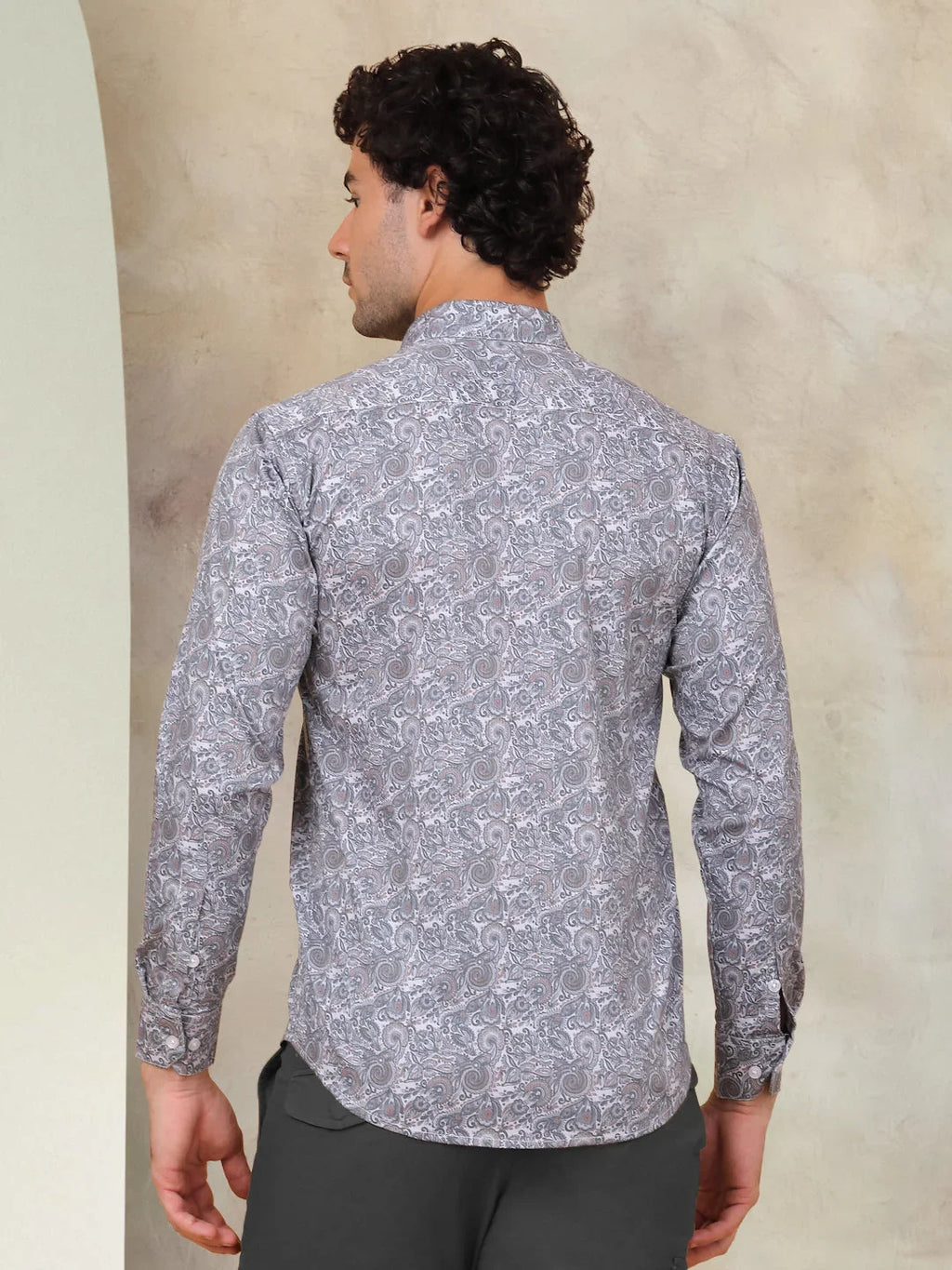 Printed Cotton Casual Shirt for Mens.-SF-945Grey