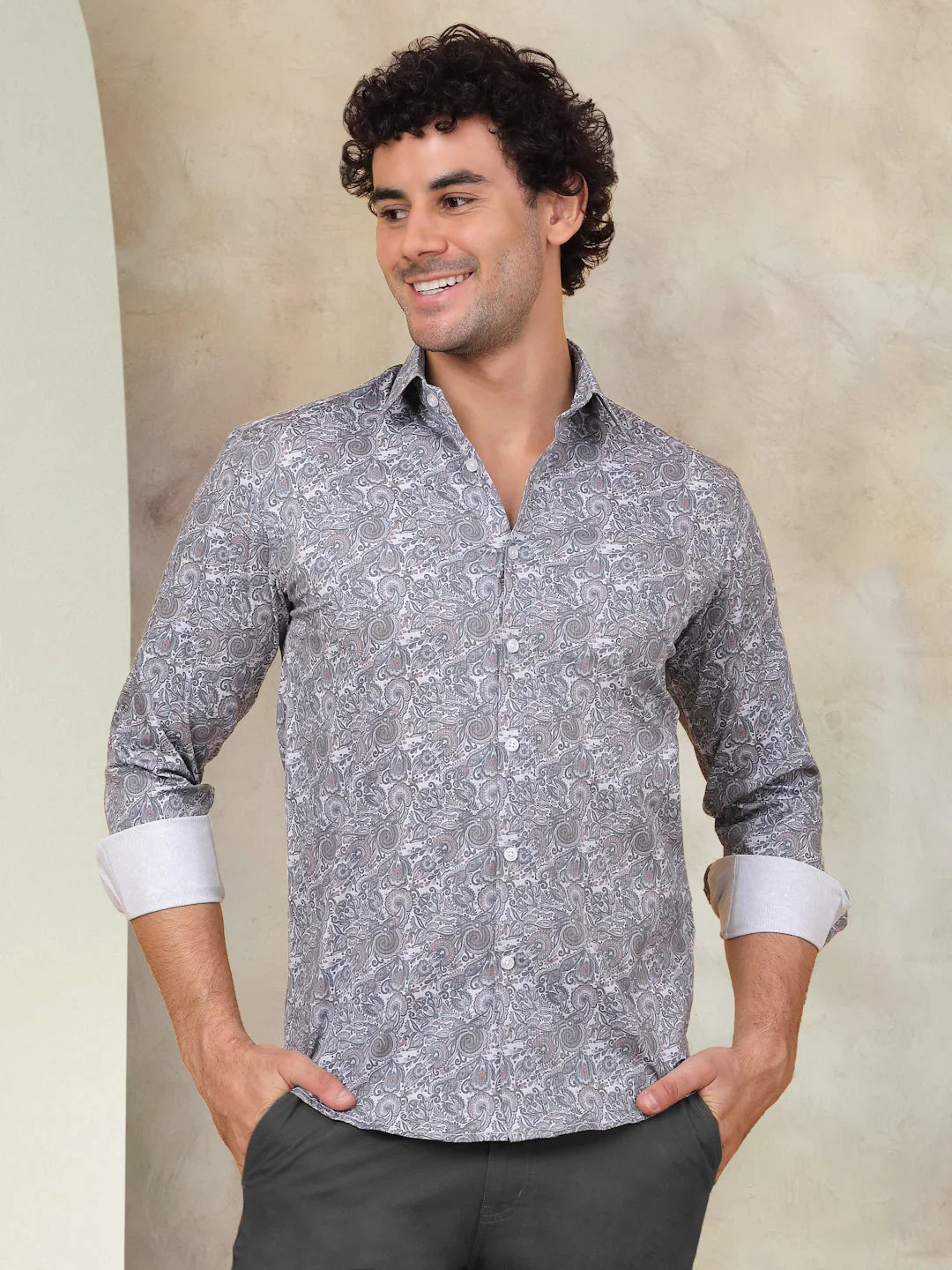 Grey Cotton Solid Shirts SF_945Grey | DesiQlo