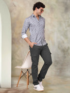 Printed Cotton Casual Shirt for Mens.-SF-945Grey