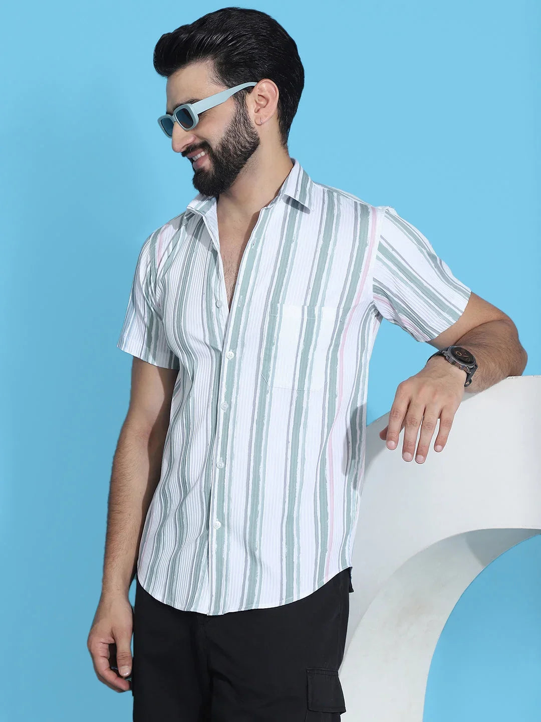 Green Cotton Solid Shirts SF_947Green | DesiQlo
