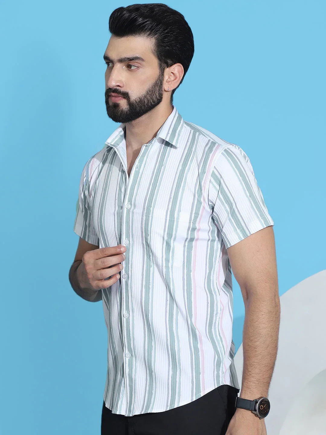 Green Cotton Solid Shirts SF_947Green | DesiQlo