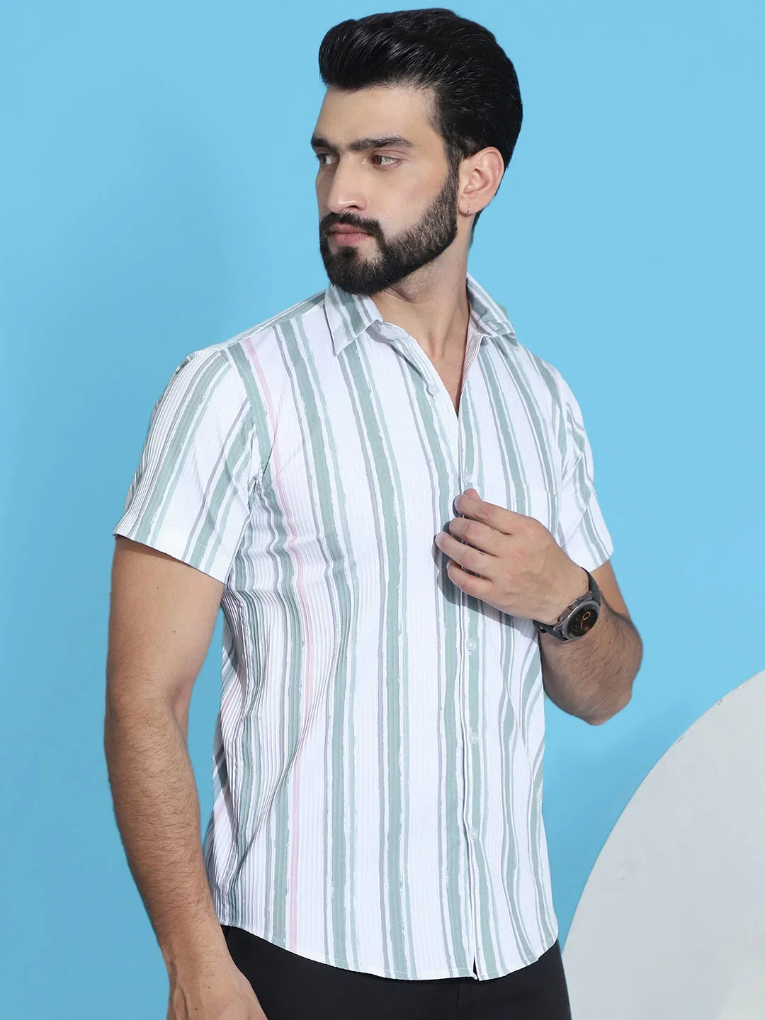Green Cotton Solid Shirts SF_947Green | DesiQlo
