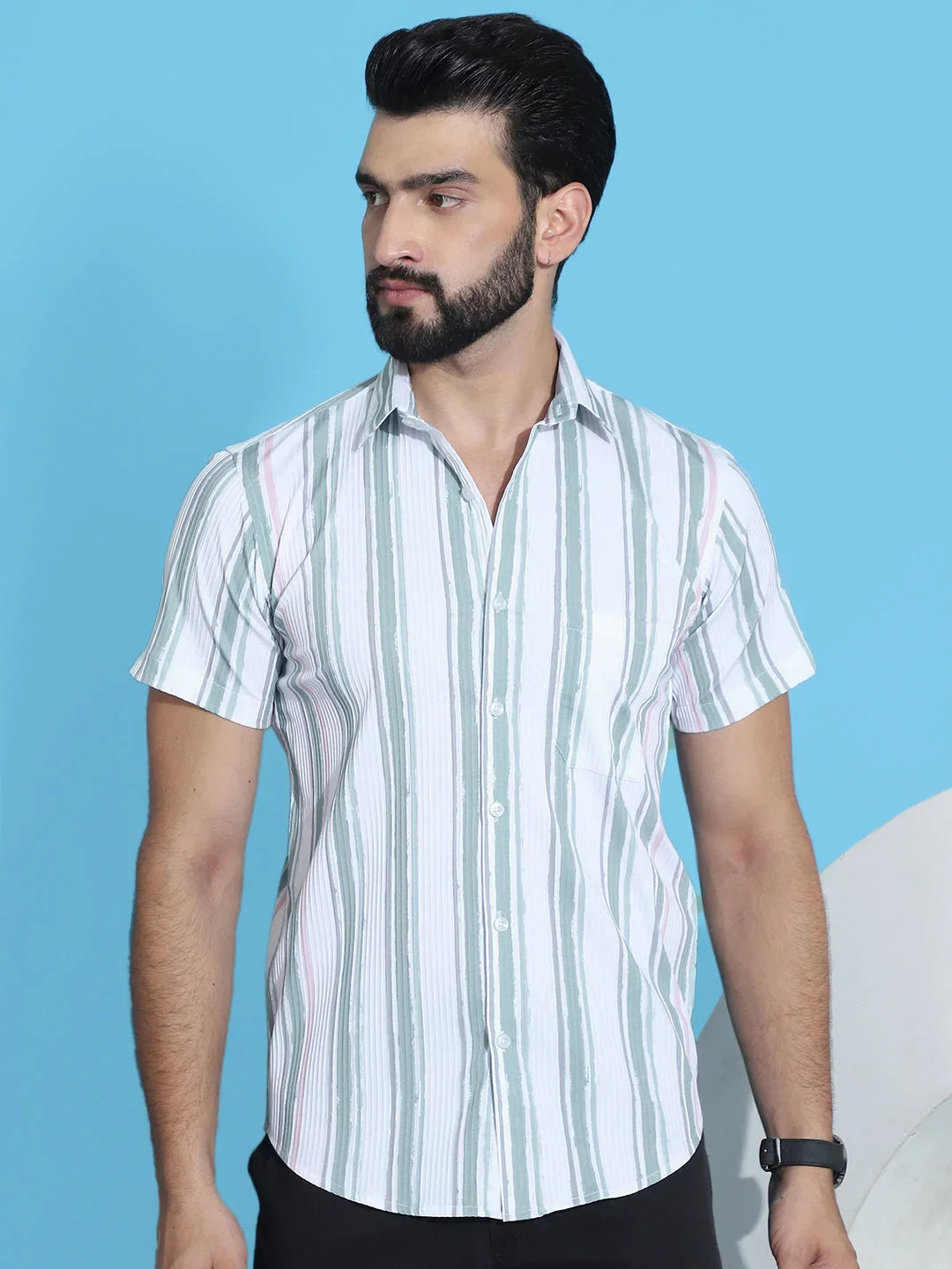 Green Cotton Solid Shirts SF_947Green | DesiQlo