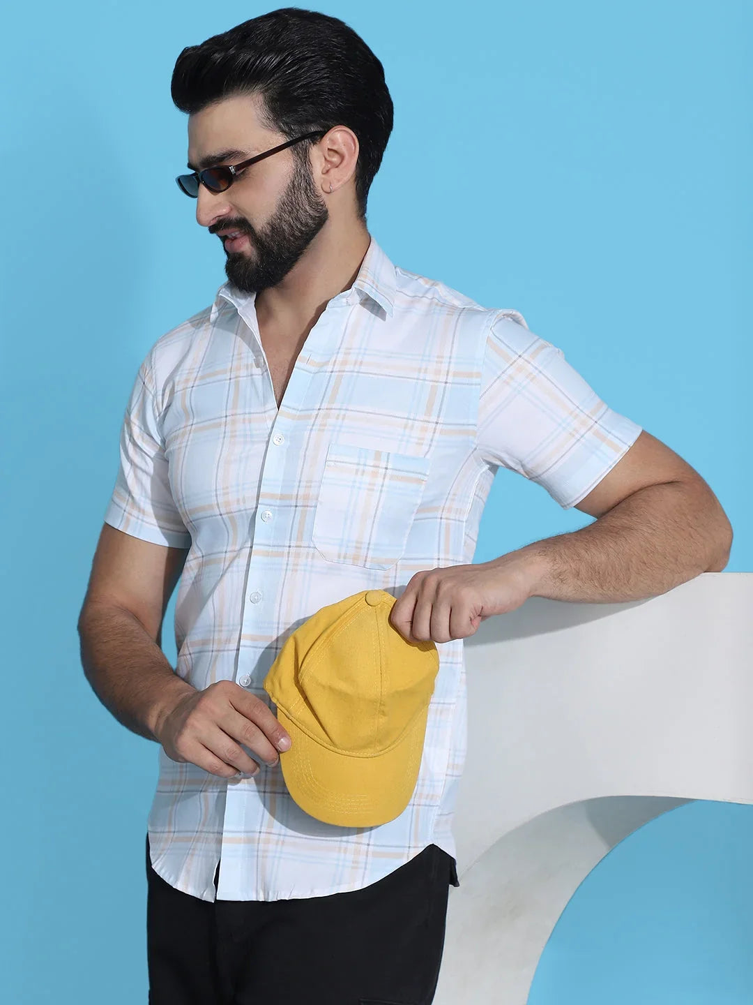 Blue Cotton Solid Shirts SF_949Blue | DesiQlo