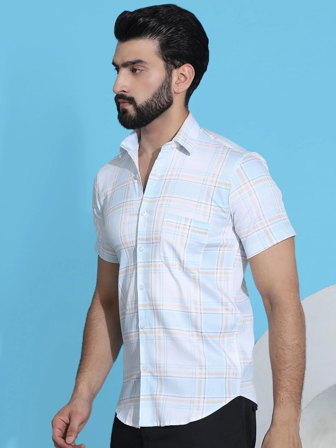 Blue Cotton Solid Shirts SF_949Blue | DesiQlo