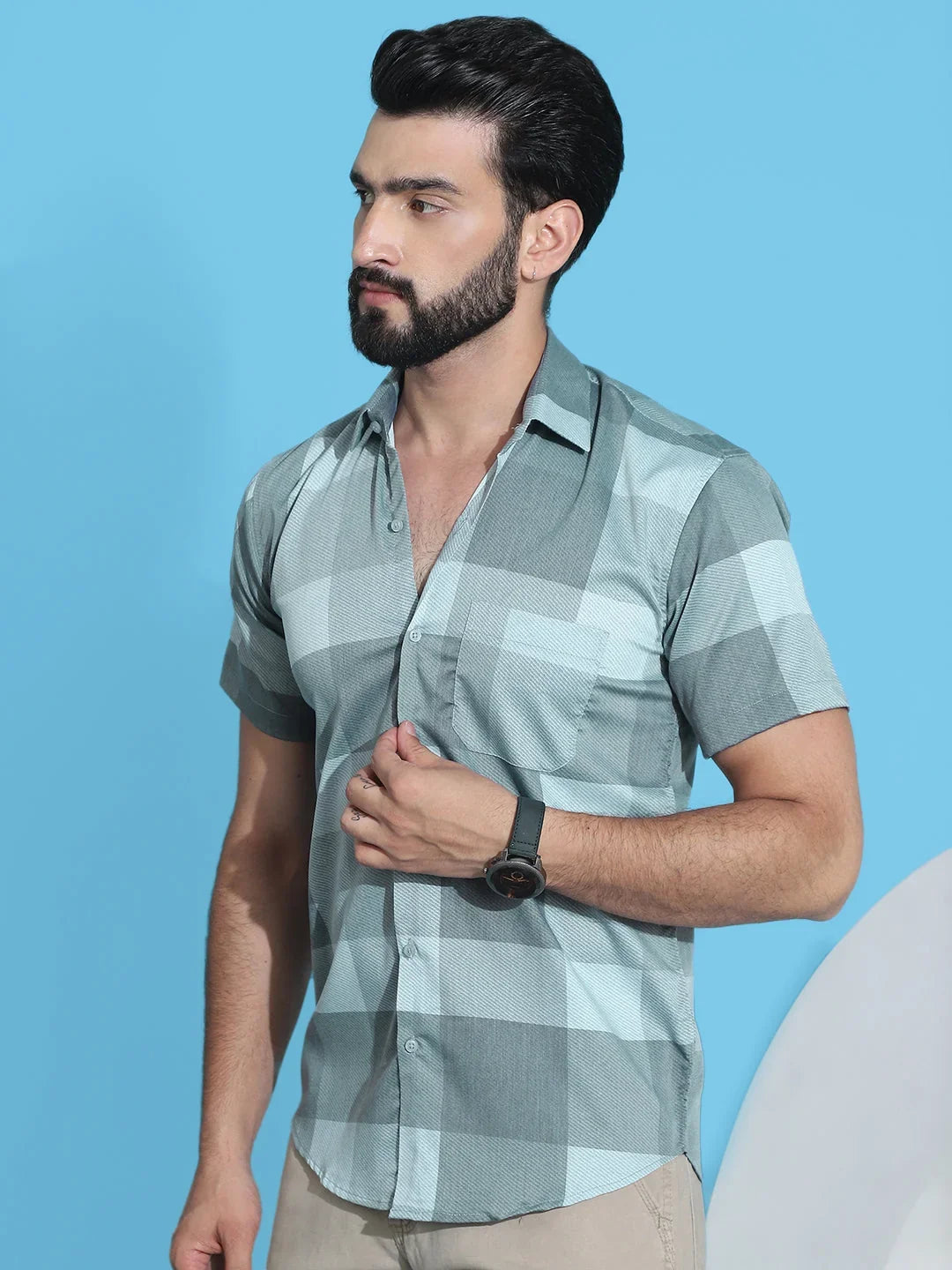 Green Cotton Solid Shirts SF_950Green | DesiQlo