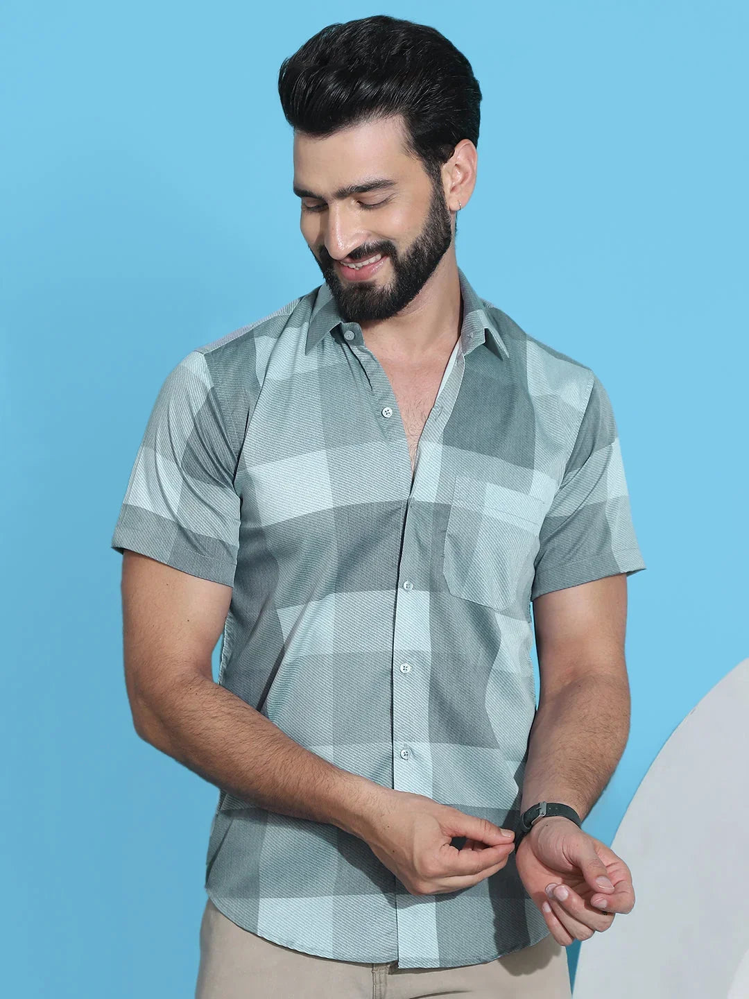 Green Cotton Solid Shirts SF_950Green | DesiQlo