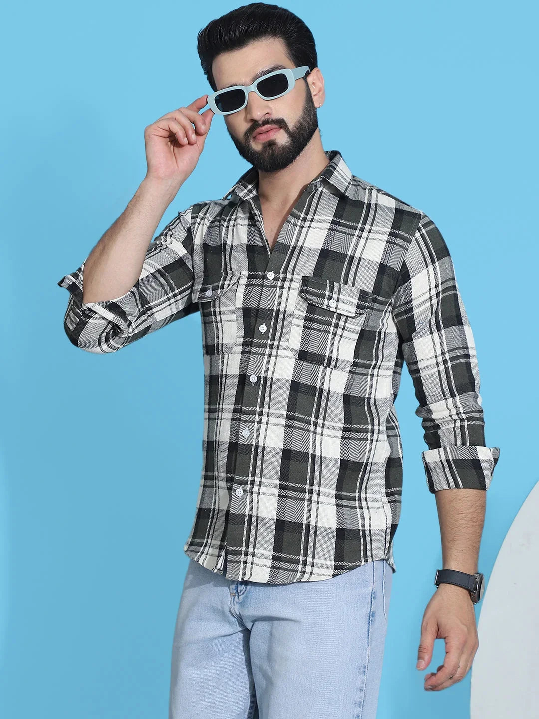 Green Cotton Solid Shirts SF_951Olive | DesiQlo