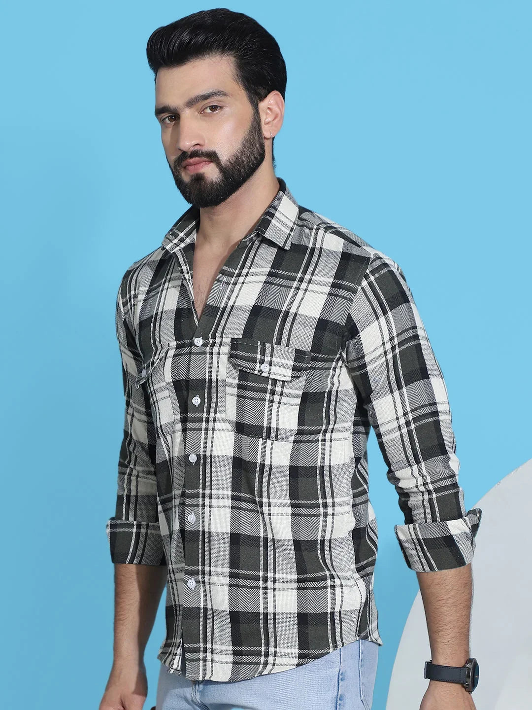 Green Cotton Solid Shirts SF_951Olive | DesiQlo