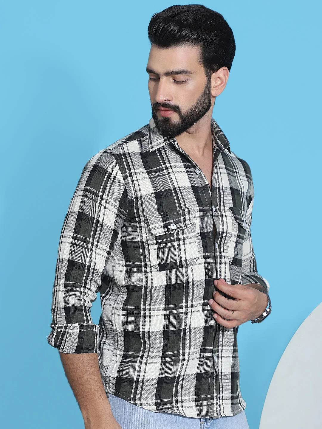Green Cotton Solid Shirts SF_951Olive | DesiQlo