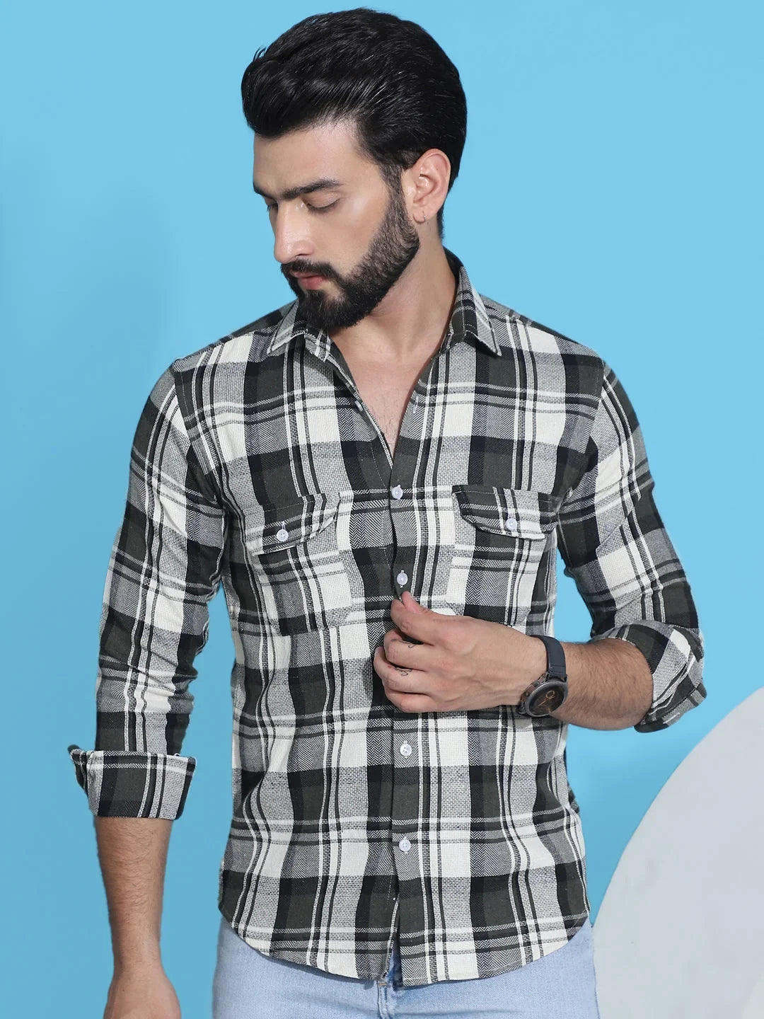 Green Cotton Solid Shirts SF_951Olive | DesiQlo