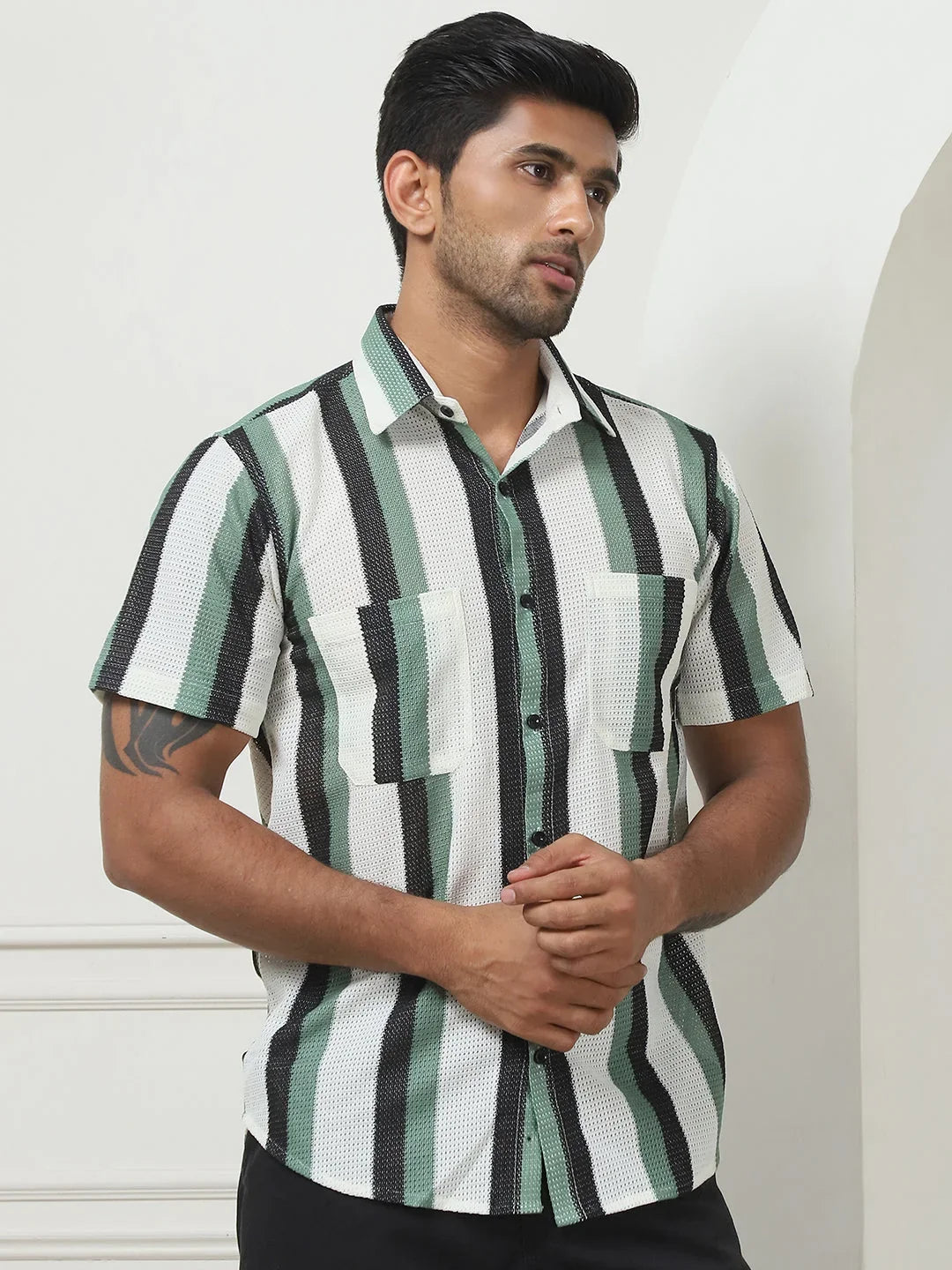 Green Cotton Solid Shirts SF_953Green | DesiQlo