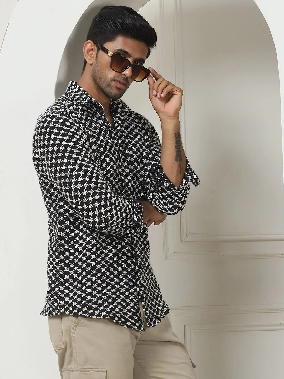 Black Cotton Solid Shirts SF_956Black | DesiQlo