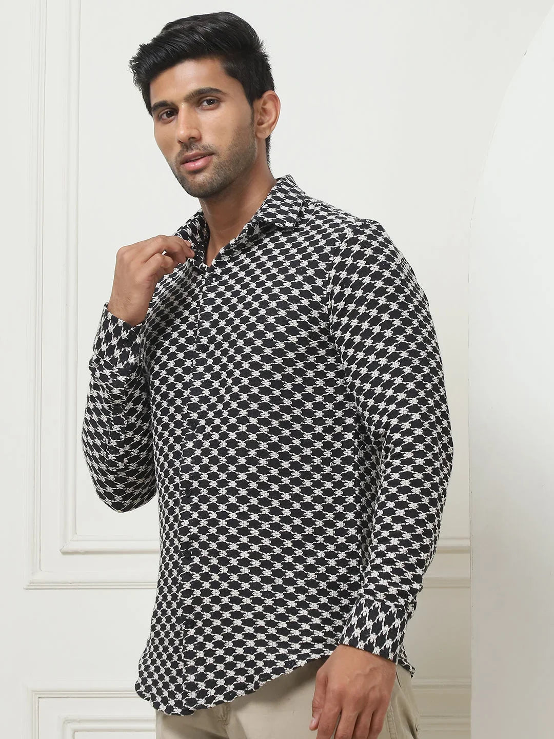 Woven Design Casual Shirt For Men-SF-956Black