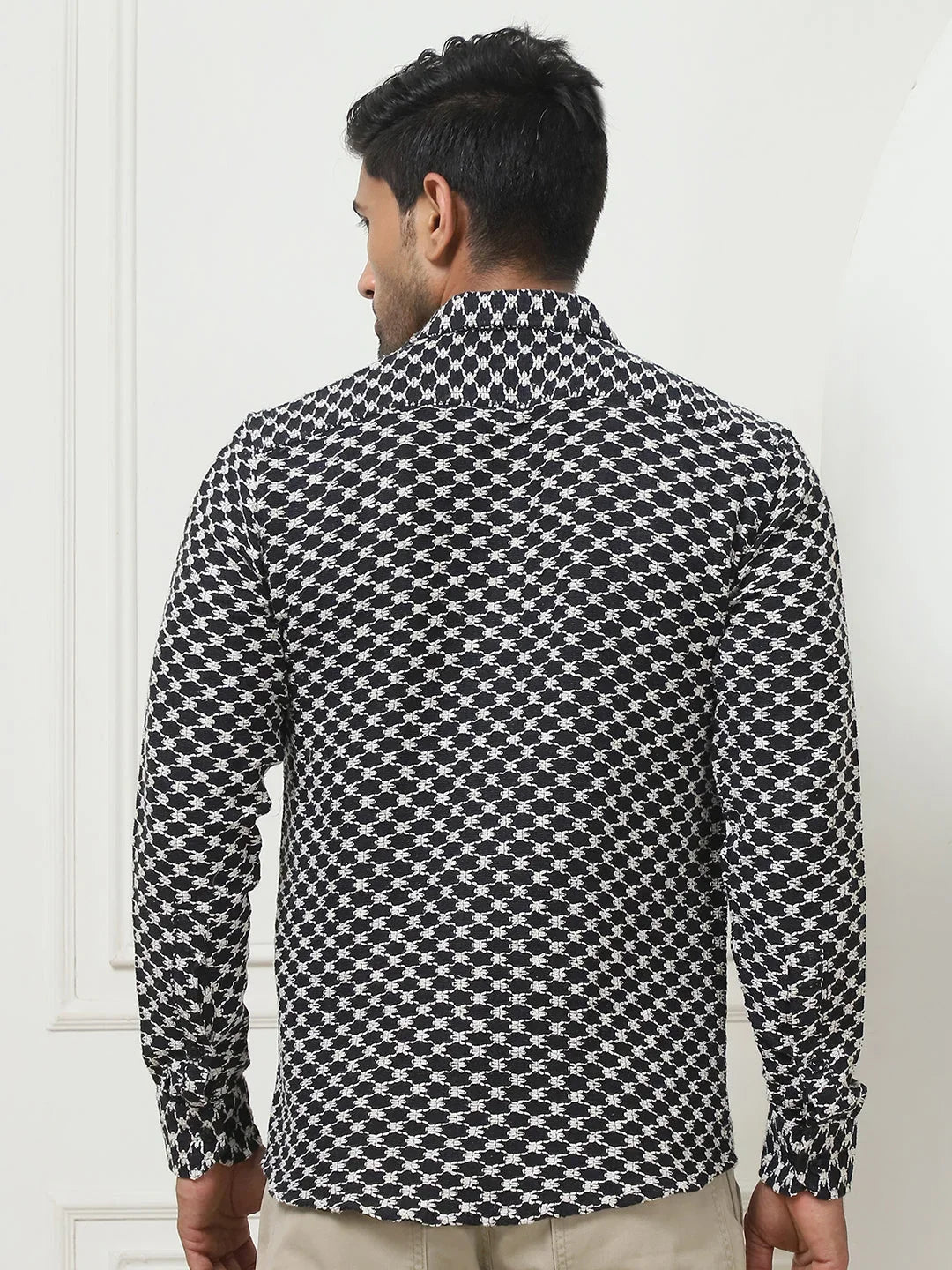 Woven Design Casual Shirt For Men-SF-956Black