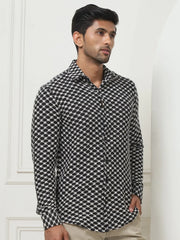 Woven Design Casual Shirt For Men-SF-956Black