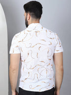 Men's Embroidered Cotton Casual Shirt-SF-960White