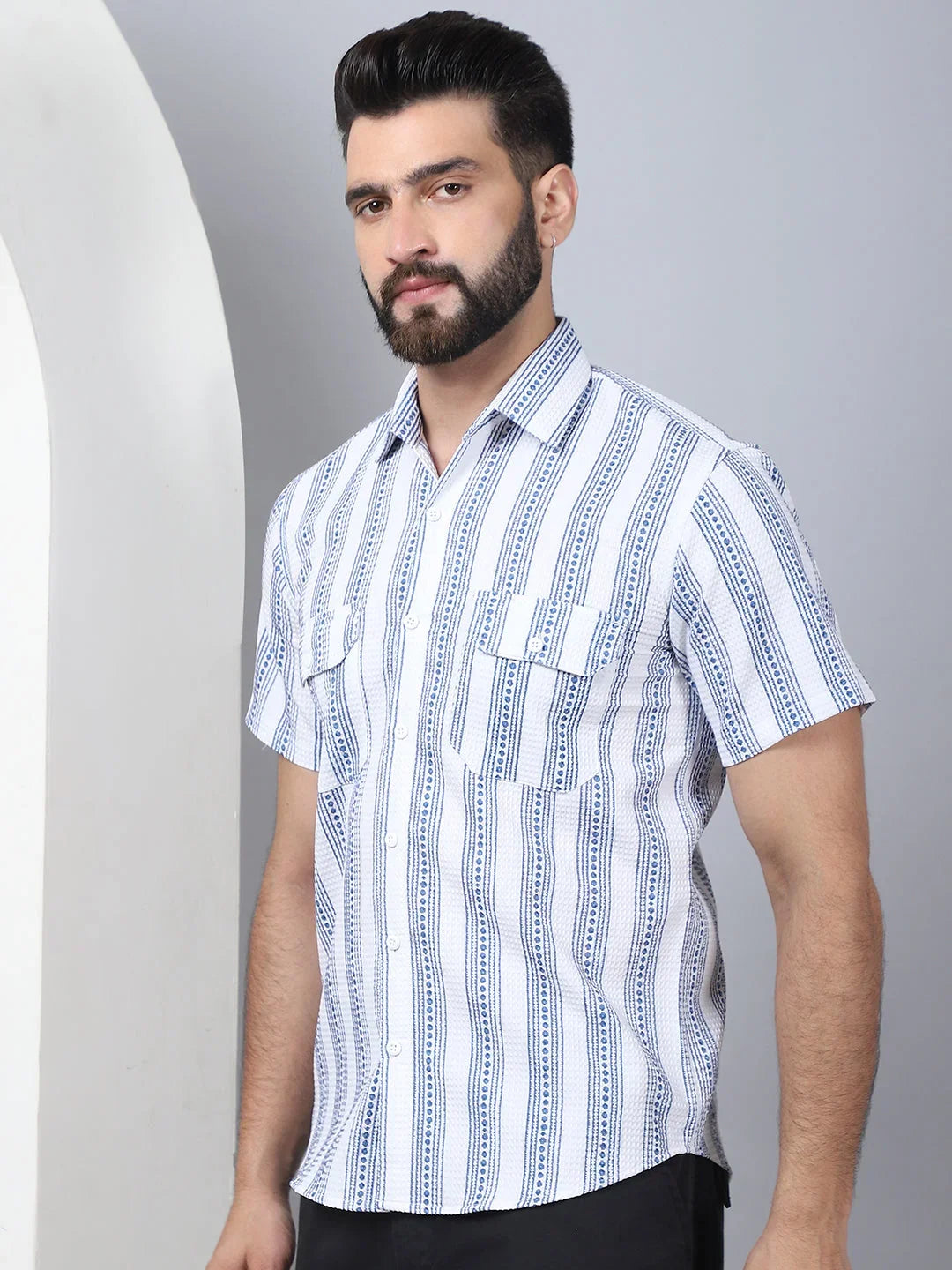 Blue Cotton Solid Shirts SF_961Blue | DesiQlo