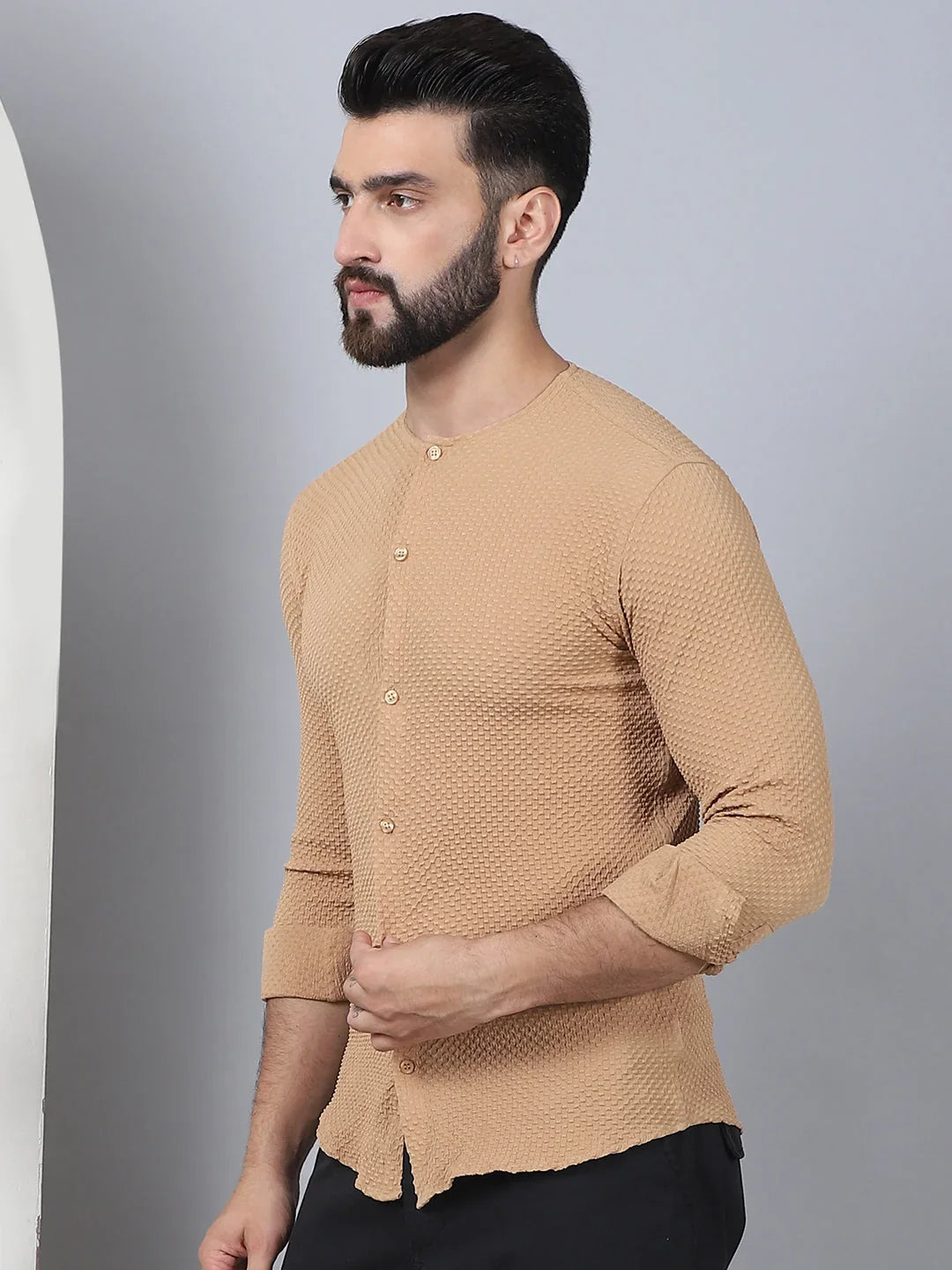 Beige Cotton Solid Shirts SF_963Beige | DesiQlo