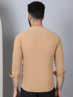 Self Design Cotton Blend Casual Shirt for Men-SF-963Beige