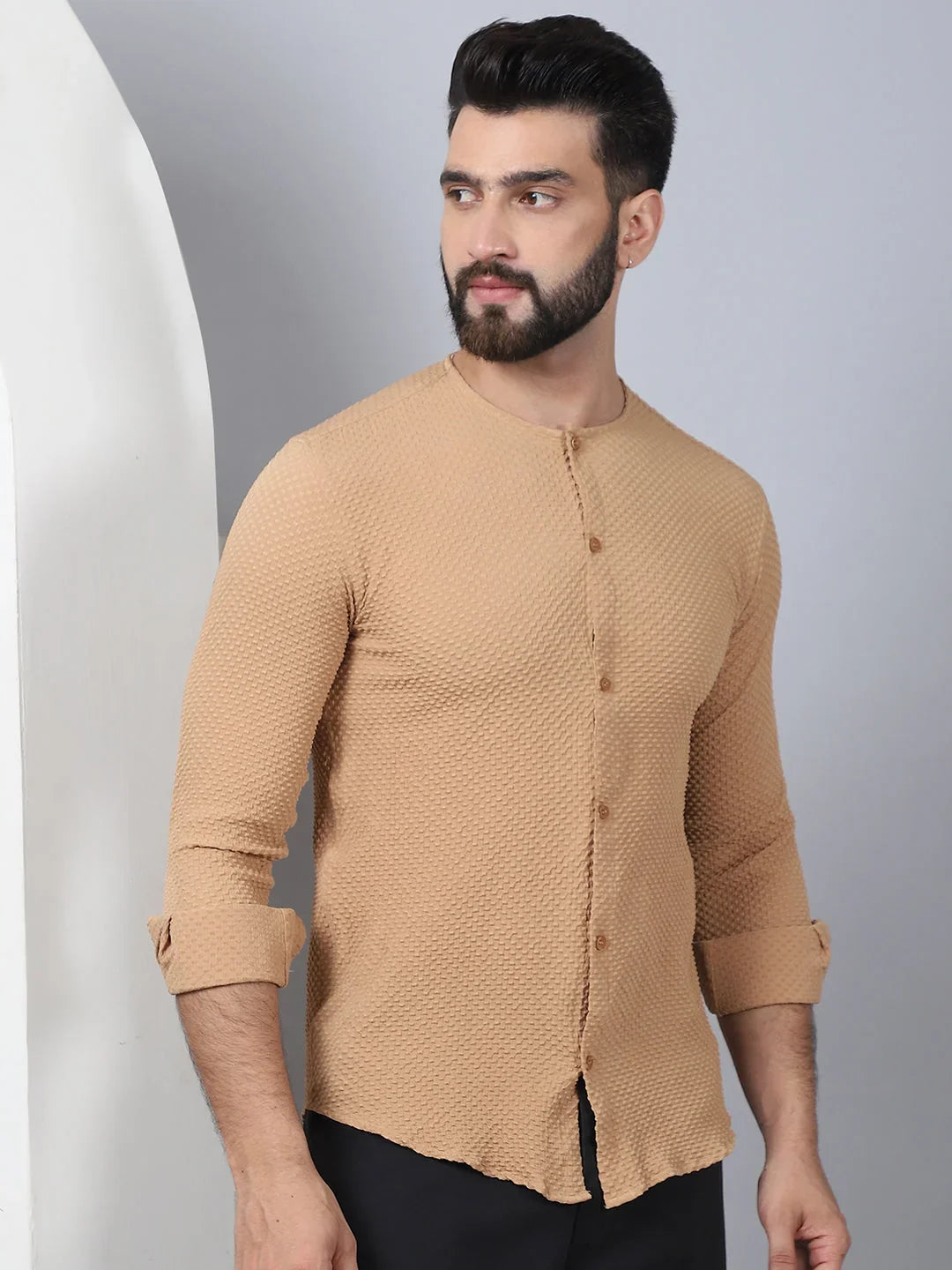 Beige Cotton Solid Shirts SF_963Beige | DesiQlo