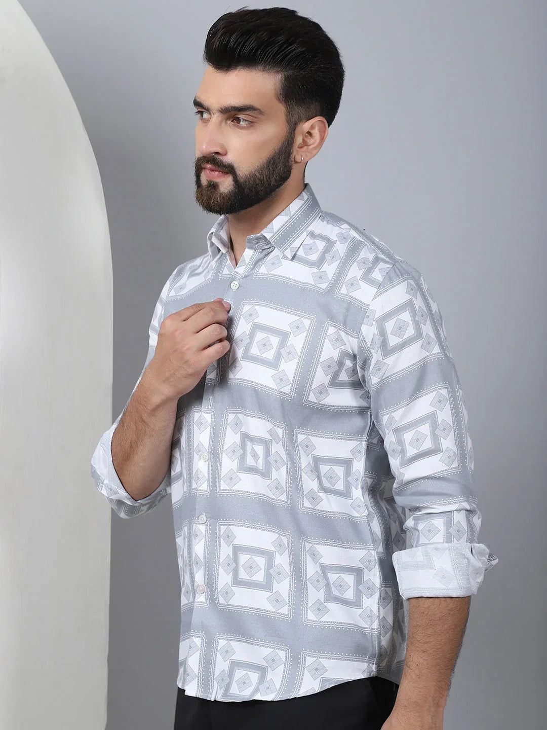 Grey Cotton Solid Shirts SF_967Light-Grey | DesiQlo