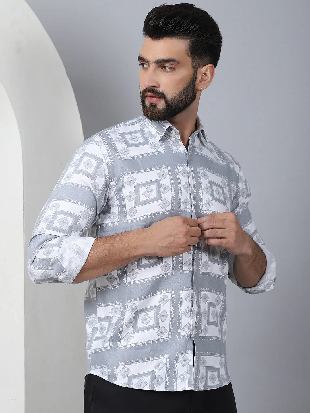 Grey Cotton Solid Shirts SF_967Light-Grey | DesiQlo