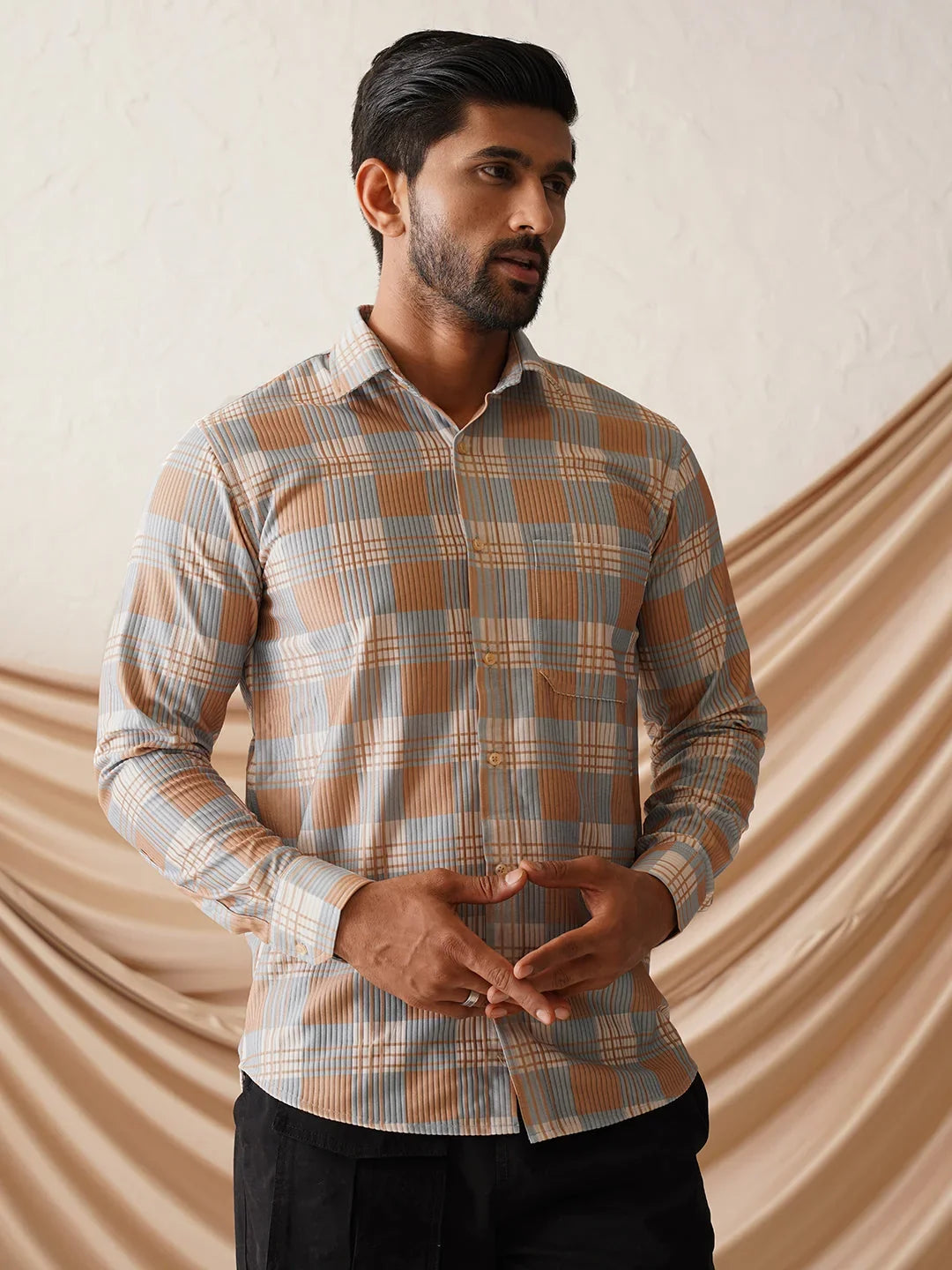 Beige Cotton Solid Shirts SF_968Beige | DesiQlo