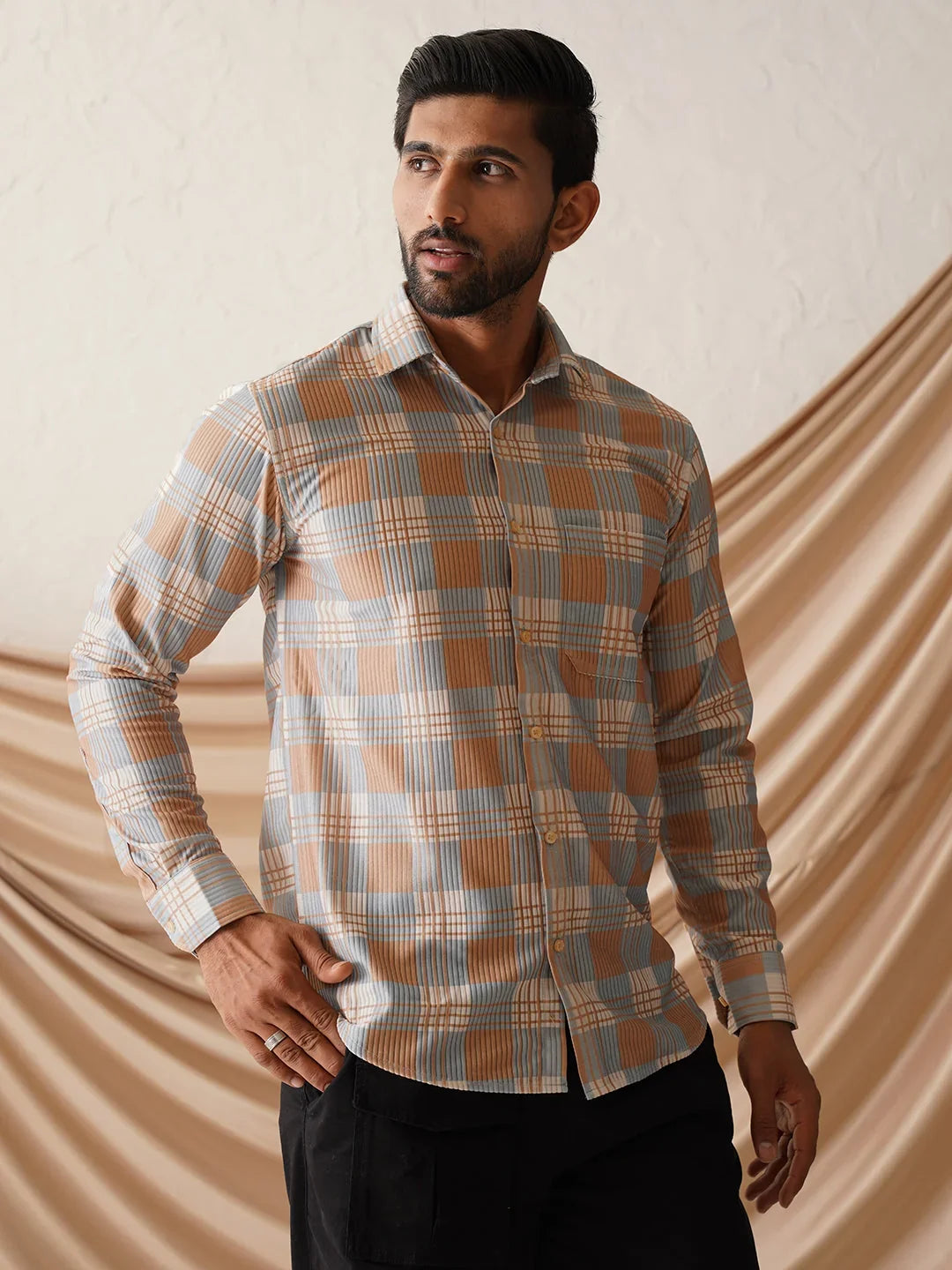 Beige Cotton Solid Shirts SF_968Beige | DesiQlo