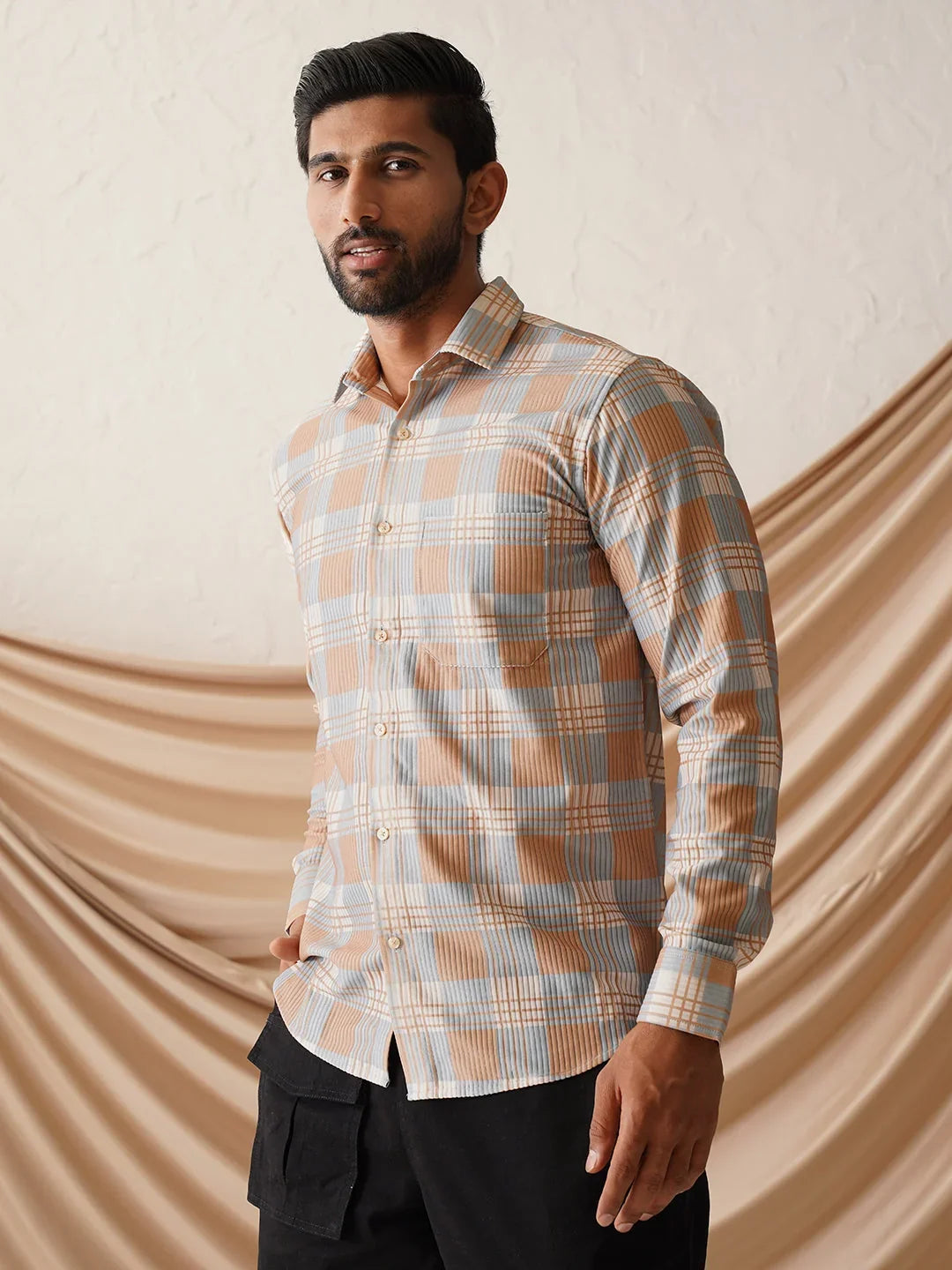 Beige Cotton Solid Shirts SF_968Beige | DesiQlo