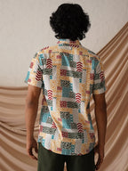 Printed Cuban Collar Casual Shirt for Men-SF-971Multi