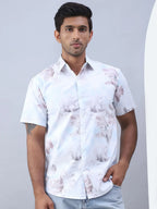 Printed Cotton Casual Shirt For Men-SF-973Blue