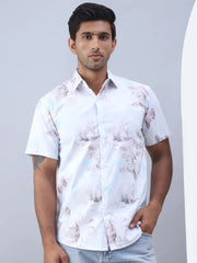 Printed Cotton Casual Shirt For Men-SF-973Blue