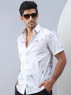 Printed Cotton Casual Shirt For Men-SF-973Green