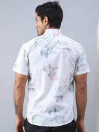 Printed Cotton Casual Shirt For Men-SF-973Green