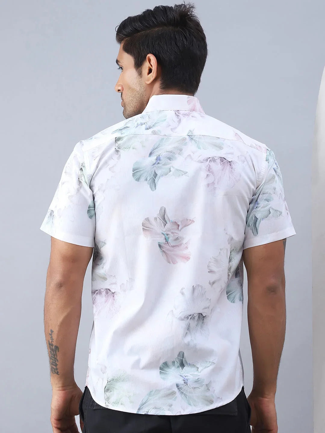 Printed Cotton Casual Shirt For Men-SF-973Green