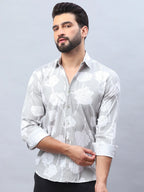 Printed Cotton Casual Shirt For Men-SF-976Grey