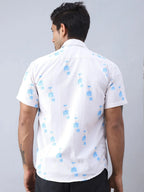 Printed Cotton Casual Shirt For Men-SF-977Cream